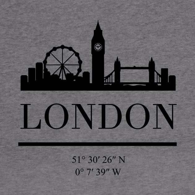 LONDON ENGLAND BLACK SILHOUETTE SKYLINE ART by deificusArt